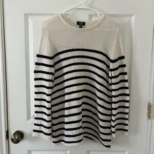 Jones New York Cream and Black Striped Sweater